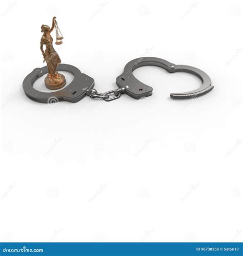 Legal Law Scales Of Justice And Handcuffs 3d Rendering Stock