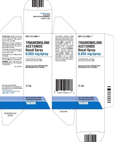 Triamcinolone Nasal Spray - FDA prescribing information, side effects ...