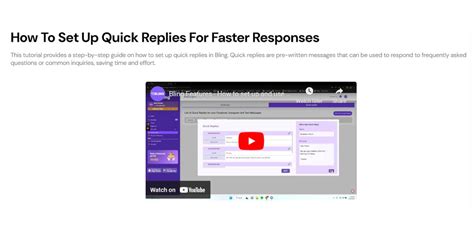 Bling Setup Quick Replies Reduce Response Time