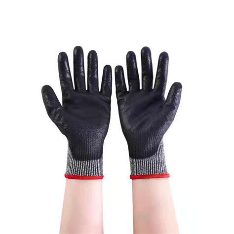 Factory Wholesale Ansi A4 En388 4542 Hppe Black Pu Coated Gloves Anti