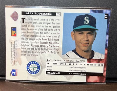 Upper Deck Alex Rodriguez Rc Seattle Mariners Ebay