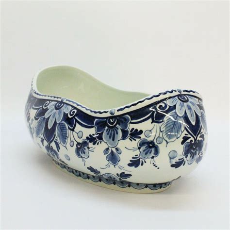 Delfts Blauw Regina Holland Canoe Shaped Planter X