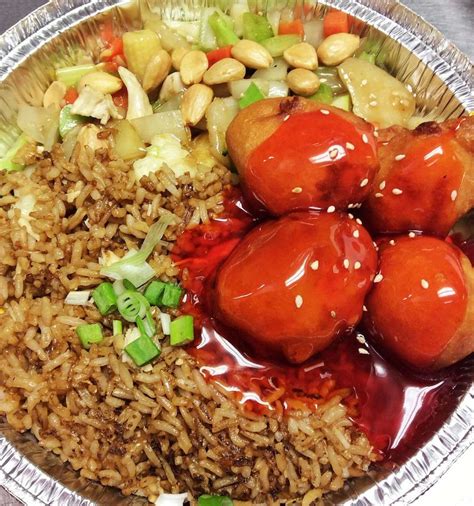 Combo 5 Egg Roll Chicken Fried Rice Chicken Vegetable Almond Sweet And Sour Chicken Balls