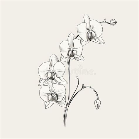 Ilustraciones Minimalistas De Flores De Orquídeas Blancas Y Negras