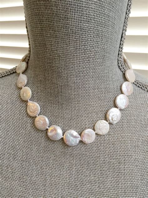 White Freshwater Coin Pearl Necklace Coin Pearls Coin Pearl Necklace Pearls