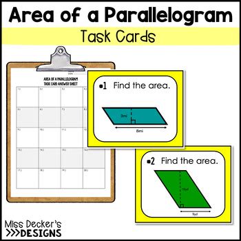 Area Of A Parallelogram Task Cards By Miss Decker S Designs TPT