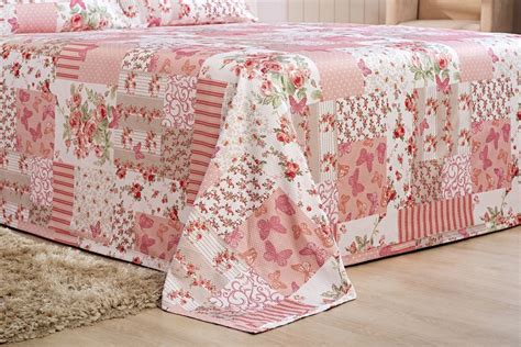 Colcha Cobre Leito Cama Casal Padrão Piquet Estampado 3 Pçcs Patchwork