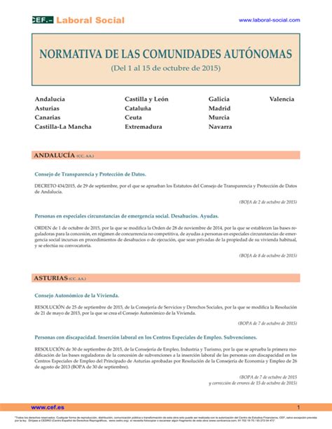 normativa de las comunidades autónomas