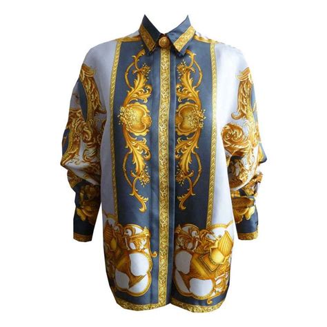 Gianni Versace Couture Baroque Print Silk Blouse Autumn Winter 1992 Versace Couture Printed