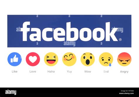 New Facebook Like Button 6 Empathetic Emoji Reactions Printed On White