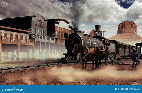 Old western town stock illustration. Illustration of town - 34551525