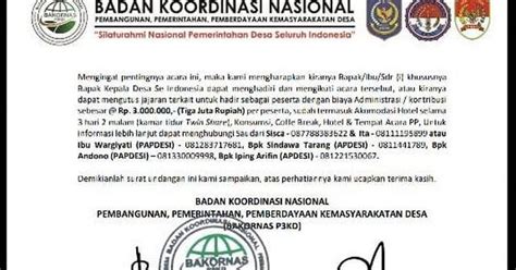 Kades Se Indonesia Diminta Rp 3 Juta Untuk Dapat Hadiri Silaturahmi