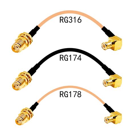 SMA Female Bulkhead To MCX Male Right Angle RF Cable Assembly RG174