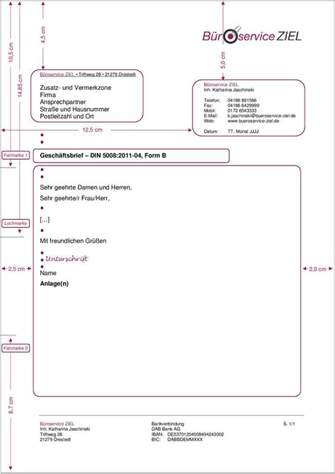 A4 Geschäftsbrief Form A Und B Nach Din 5008 Norm