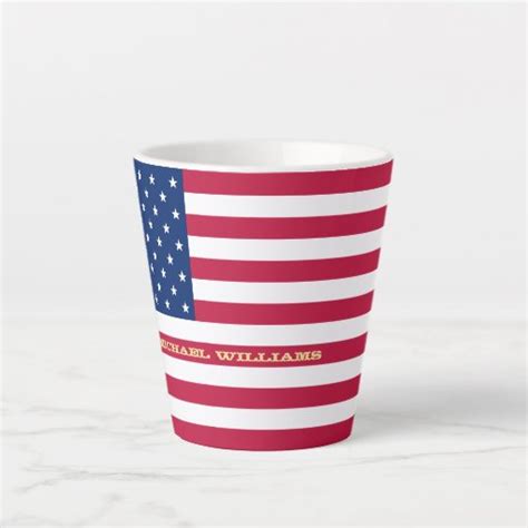 Usa American Flag Patriotic Personalized Monogram Latte Mug Zazzle