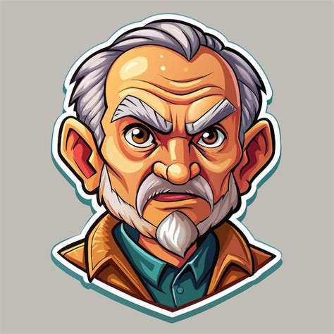 Una Caricatura De Un Hombre Con Barba Y Bigote Vector Premium