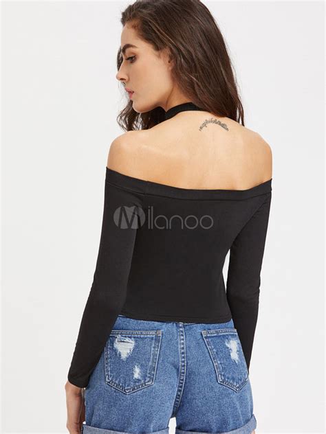 Venta Blusa Negra Hombros Descubiertos En Stock