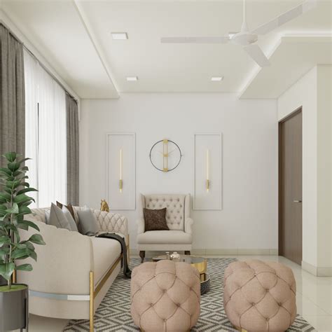 Single Layered False Ceiling With Recessed Light Livspace