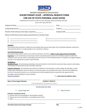 Fillable Online Discretionary Leave Approval Request Form