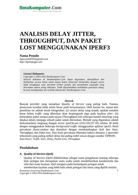 Pdf Analisis Delay Jitter Throughput Dan Yang Digunakan Adalah