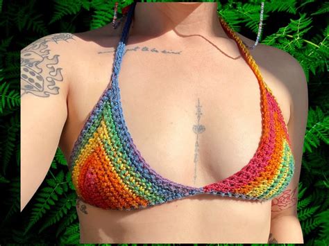 Scrappy Rainbow Pride Crochet Bralette Handmade Bikini Top Etsy