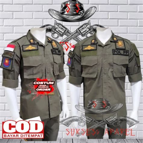 Jual Baju Seragam Pdl Pol Pp Satu Stel Polisi Pamong Praja Full Logo