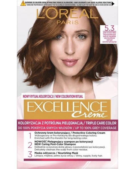 LOREAL EXCELLENCE CREME KREM KOLORYZUJĄCY 5 3 JASNY ZŁOCISTY BRĄZ