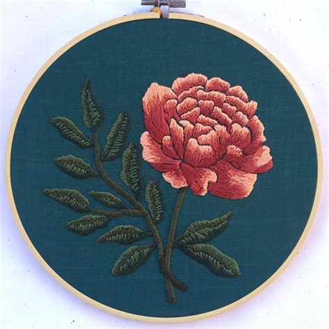 Peony Embroidered Art Crewel Embroidery Embroidery Flowers