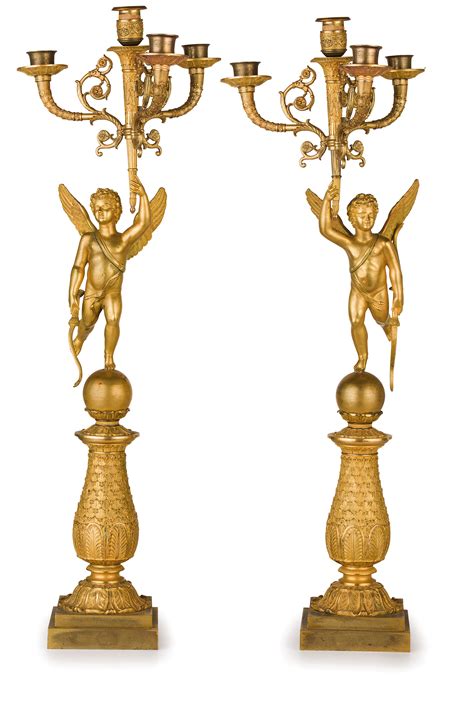 COPPIA DI CANDELABRI IN BRONZO DORATO XIX SECOLO Wannenes Art