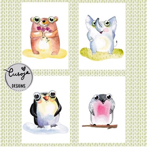 Cute Animal A4 Art Poster No Frame Gambar Hiasan Dinding Kanak Kanak