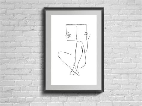 Woman Reading Love Line Art Sensual Print Modern Home Picture Etsy