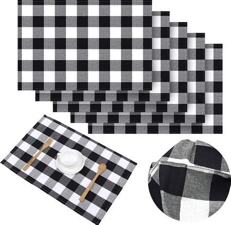 Amazon Aneco Buffalo Plaid Placemats Checkered Place Mats Double