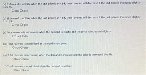 Solved A If Demand Is Unitary When The Unit Price Is P 4 Chegg