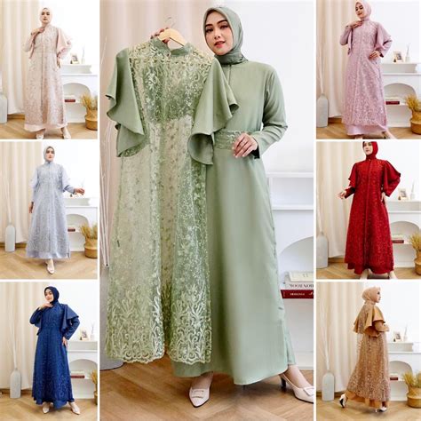 Jual Jamin RealPict 2IN1 GEORGINA DRESS INNER OUTER BRUKAT TILLE