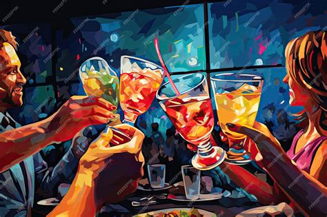 Premium Ai Image Two Friends Drinking Cocktails At The Bar Vector