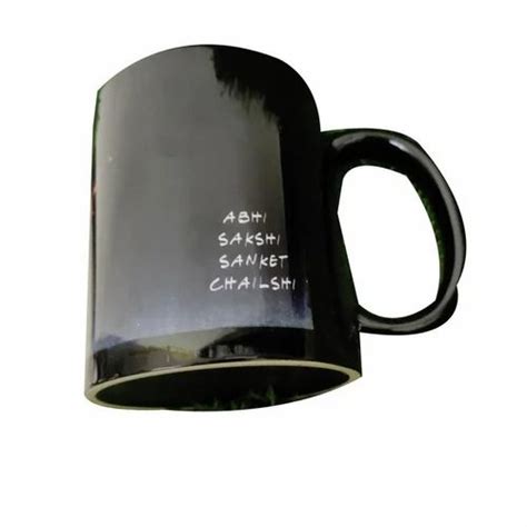 Printed Ceramic Sublimation Black Patch Mug For Gifting Capacity