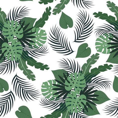 Premium Vector Seamless Pattern With Hand Drawn Tropical Monstera And