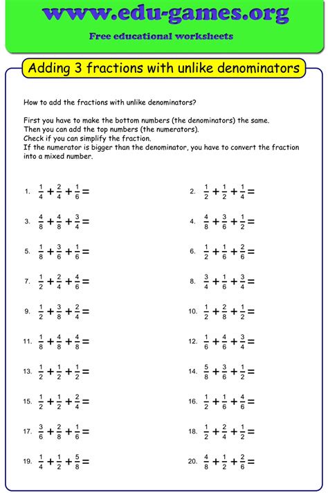 Adding Fractions Same Denominator