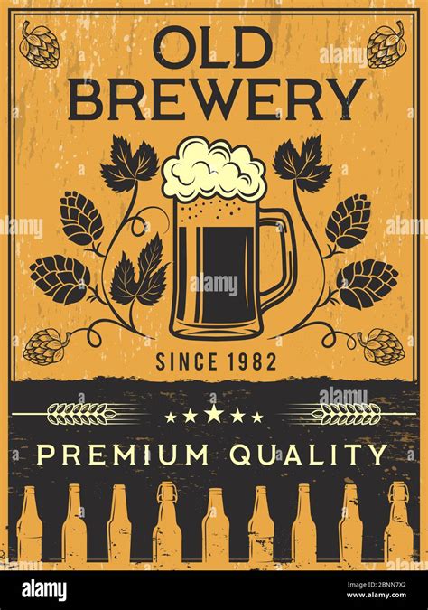 Retro Poster Of Brewery Vector Template Illustration Stock Vector Image And Art Alamy