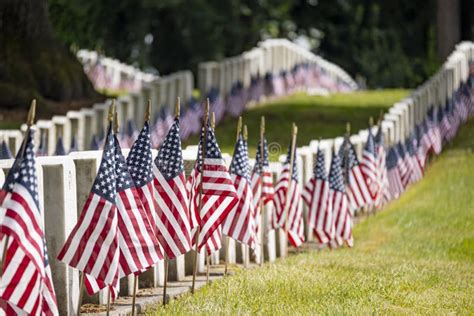 Military Headstones and US Flags in Cemetery Editorial Stock Image - Image of flag, cemetery ...