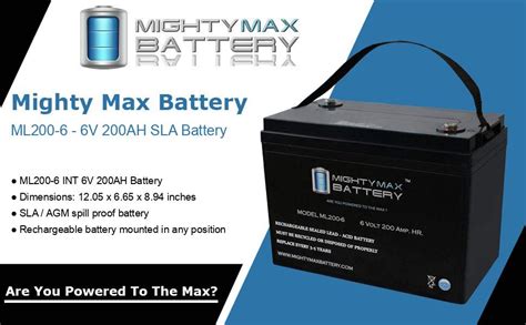 Mighty Max Battery 6V 200AH SLA Battery Replaces Champion M83CHP06V27