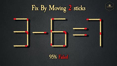 Move Only 2 Sticks To Make Equation Correct Matchstick Puzzle 60