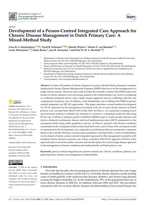 PDF Development Of A Person Centred Integrated Care Approach For