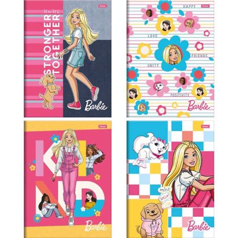 Caderno Brochura Univ Capa Dura Fls Barbie Foroni Na Papelaria Art Nova