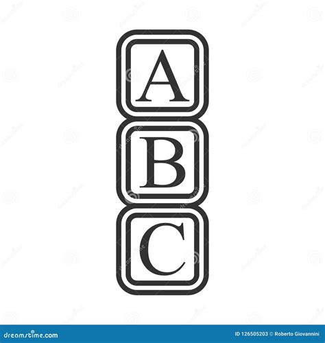 Abc Blocks Outline Flat Icon On White Stock Vector Illustration Of