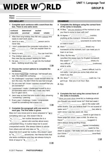 Wider World 4 Unit 1 Interactive Worksheet Edform