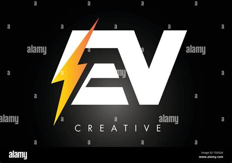 Ev Letter Logo Design With Lighting Thunder Bolt Electric Bolt Letter