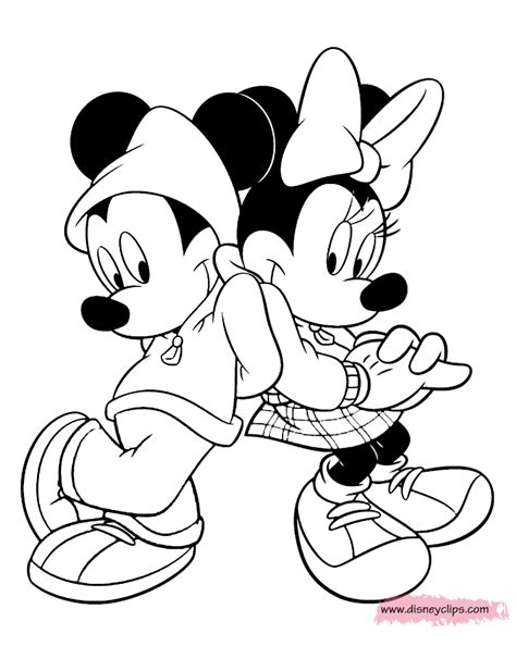 Mickey And Minnie Mouse Kissing Coloring Pages