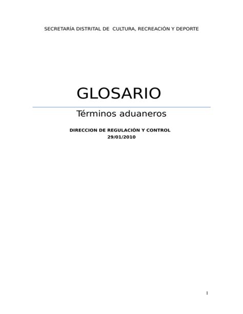 glosario Secretaría de Cultura Recreación y Deporte