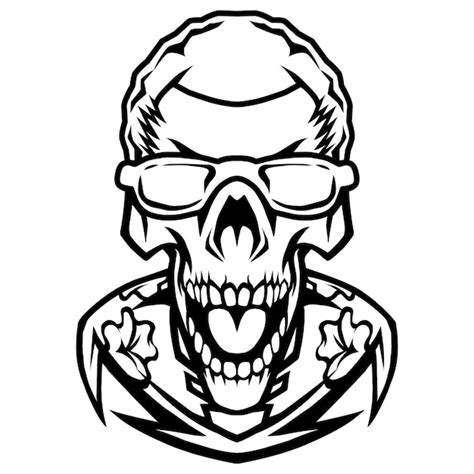 Premium Vector Skull Head Mascot Logo Line Art